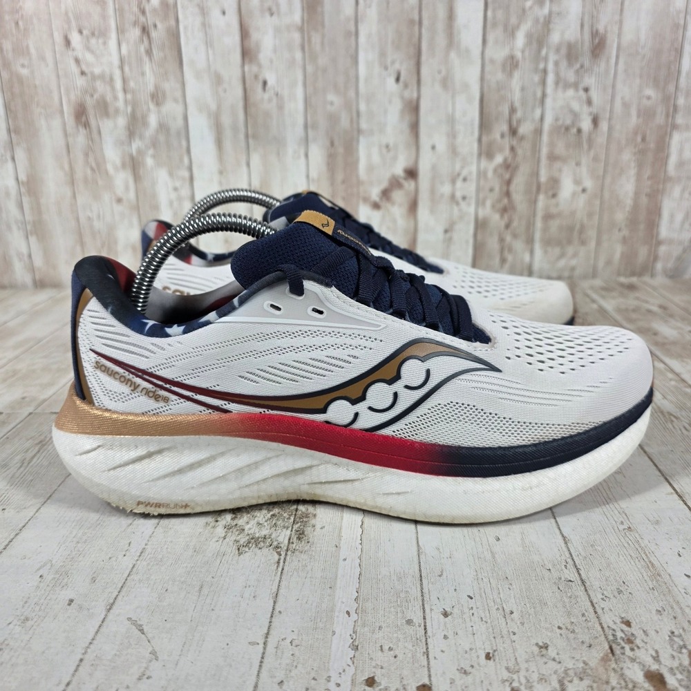 Saucony Ride 15 Mens Running Shoes USA Patriotic White Navy Red S11000-76 Size 8